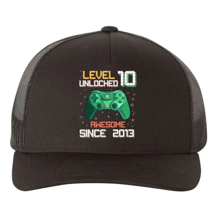 Level 10 Unlocked 10th Birthday 10 Year Old Gamer Bday Yupoong Adult 5-Panel Trucker Hat