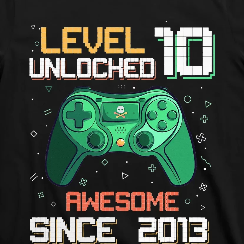 Level 10 Unlocked 10th Birthday 10 Year Old Gamer Bday T-Shirt