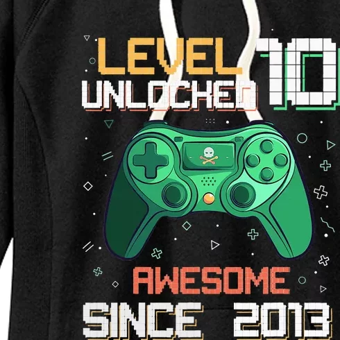 Level 10 Unlocked 10th Birthday 10 Year Old Gamer Bday Women's Fleece Hoodie