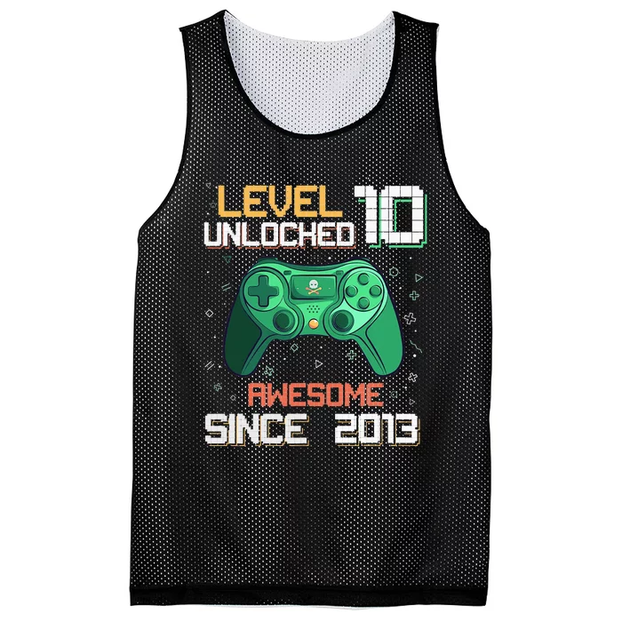 Level 10 Unlocked 10th Birthday 10 Year Old Gamer Bday Mesh Reversible Basketball Jersey Tank