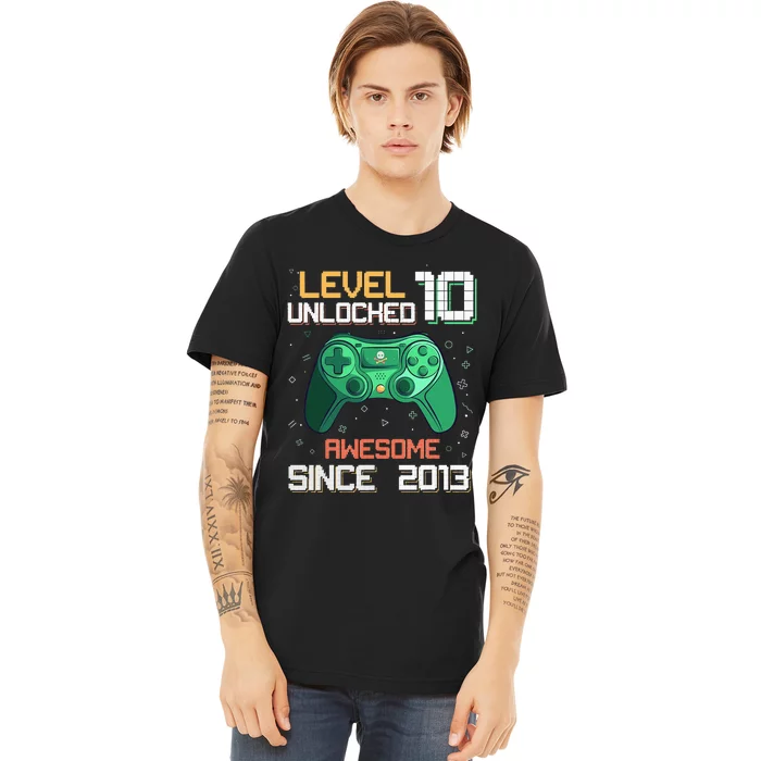 Level 10 Unlocked 10th Birthday 10 Year Old Gamer Bday Premium T-Shirt