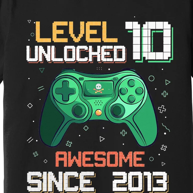 Level 10 Unlocked 10th Birthday 10 Year Old Gamer Bday Premium T-Shirt