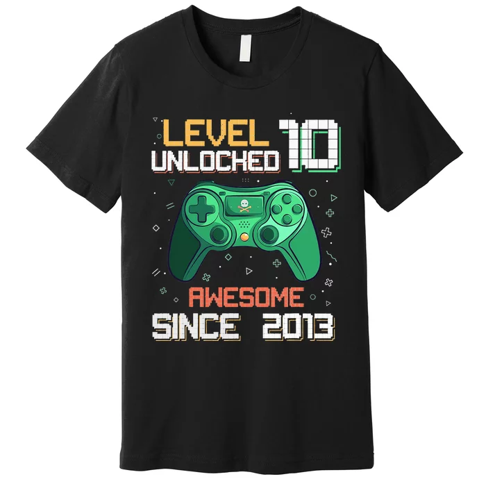 Level 10 Unlocked 10th Birthday 10 Year Old Gamer Bday Premium T-Shirt