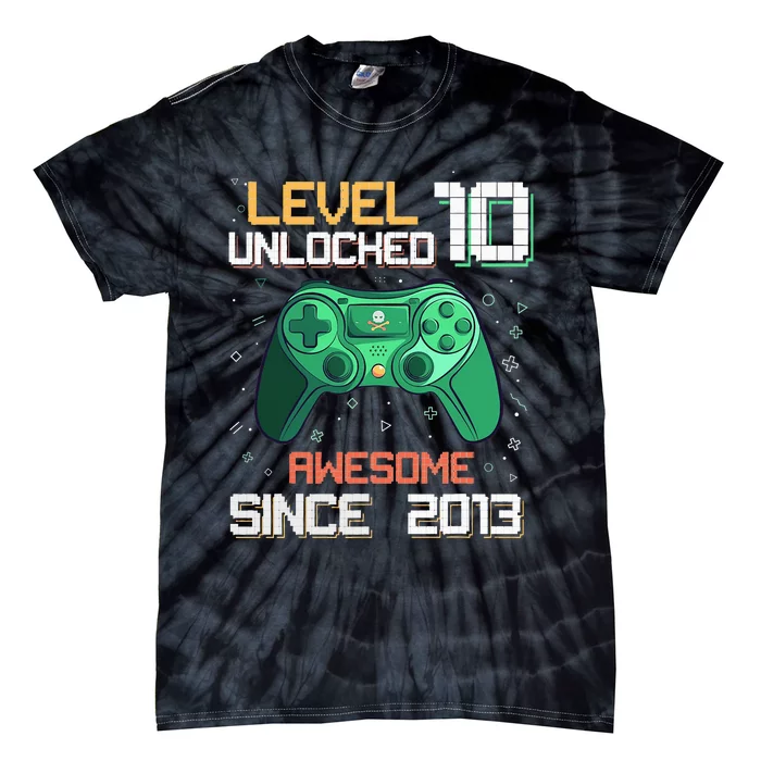 Level 10 Unlocked 10th Birthday 10 Year Old Gamer Bday Tie-Dye T-Shirt