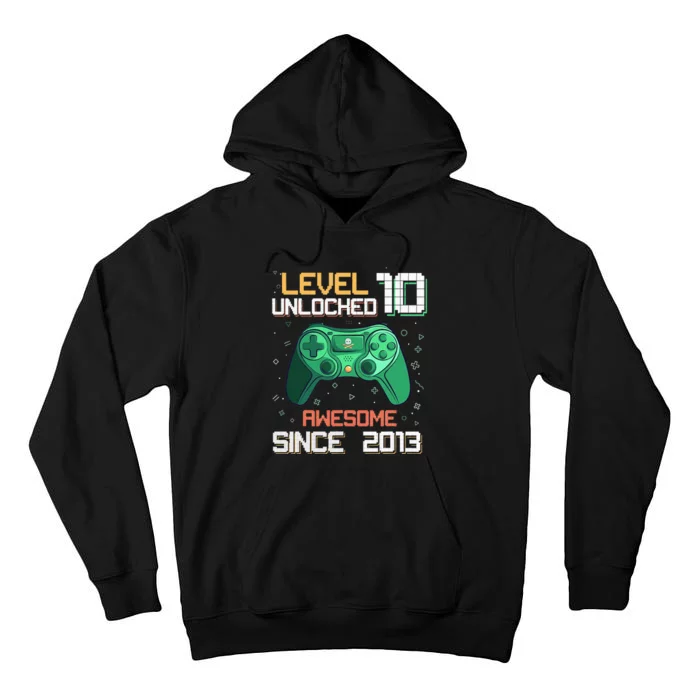 Level 10 Unlocked 10th Birthday 10 Year Old Gamer Bday Tall Hoodie