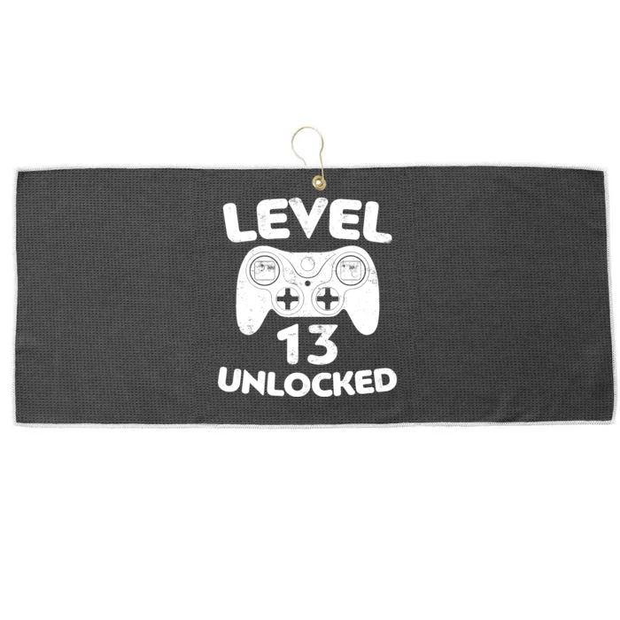 Level 13 Unlocked 13th Video Gamer Birthday Gift Large Microfiber Waffle Golf Towel