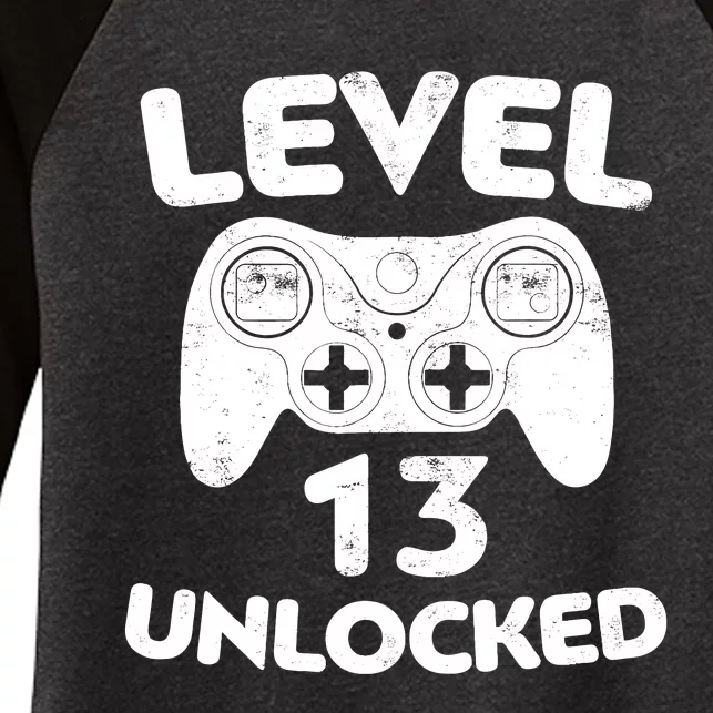 Level 13 Unlocked 13th Video Gamer Birthday Gift Women's Tri-Blend 3/4-Sleeve Raglan Shirt