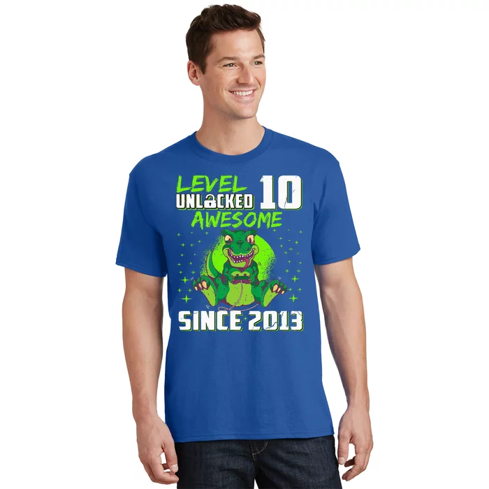 Level 10 Unlocked Awesome Since 2013 10th Birthday Gaming T-Shirt