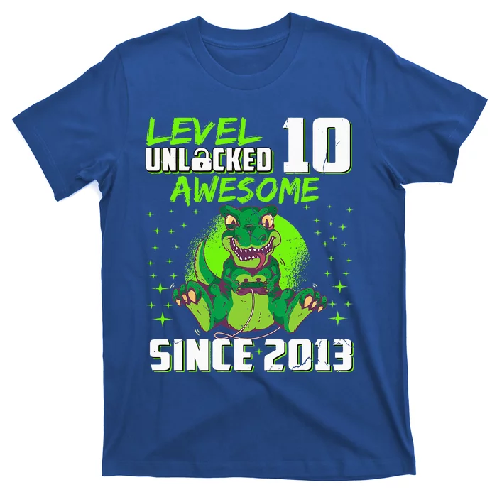 Level 10 Unlocked Awesome Since 2013 10th Birthday Gaming T-Shirt