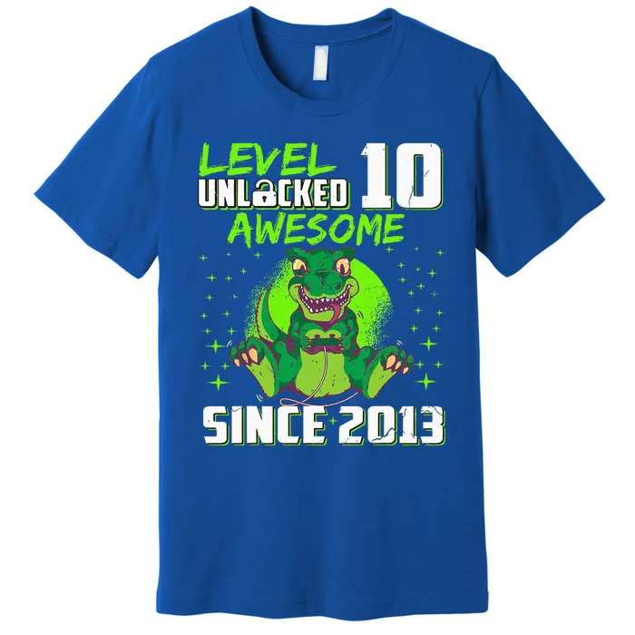 Level 10 Unlocked Awesome Since 2013 10th Birthday Gaming Premium T-Shirt