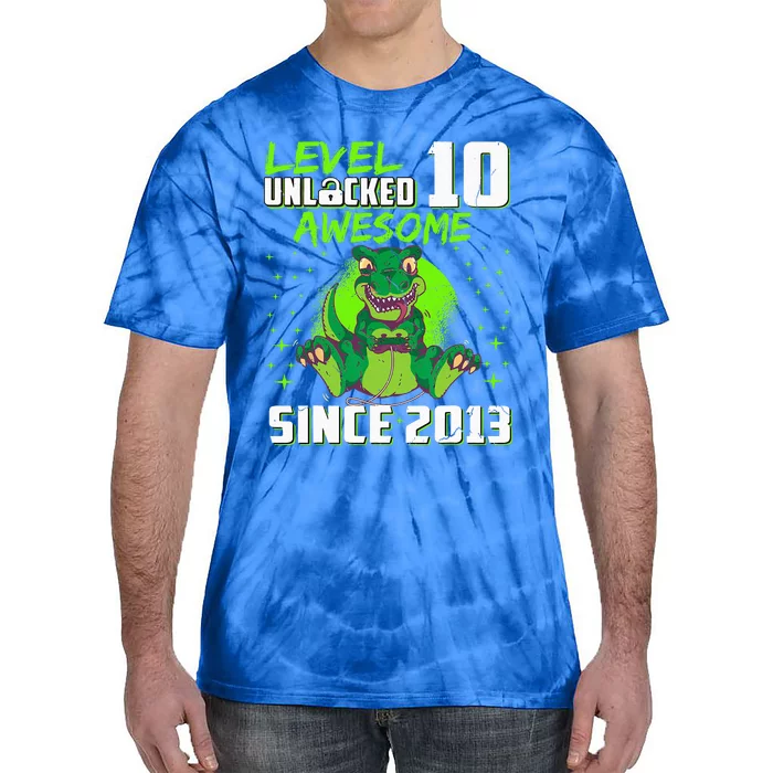 Level 10 Unlocked Awesome Since 2013 10th Birthday Gaming Tie-Dye T-Shirt