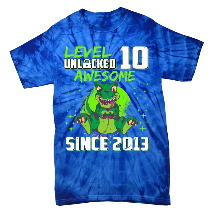 Level 10 Unlocked Awesome Since 2013 10th Birthday Gaming Tie-Dye T-Shirt