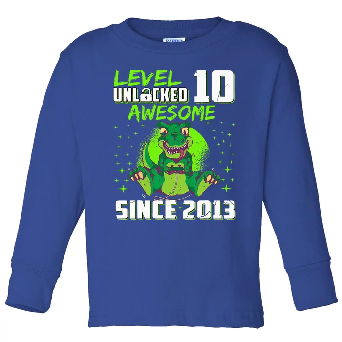 Level 10 Unlocked Awesome Since 2013 10th Birthday Gaming Toddler Long Sleeve Shirt