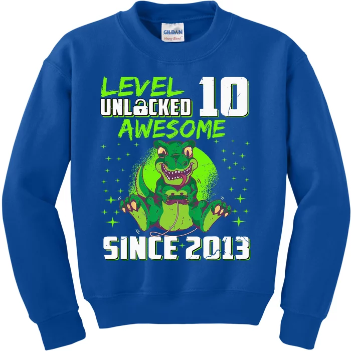 Level 10 Unlocked Awesome Since 2013 10th Birthday Gaming Kids Sweatshirt