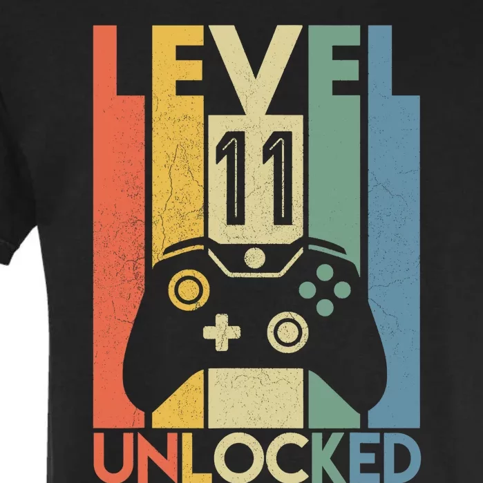 Level 11 Unlocked Funny Video Gamer 11th Birthday Gift Garment-Dyed Heavyweight T-Shirt