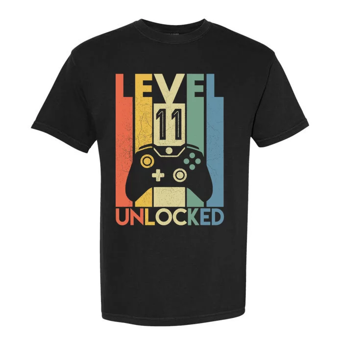 Level 11 Unlocked Funny Video Gamer 11th Birthday Gift Garment-Dyed Heavyweight T-Shirt