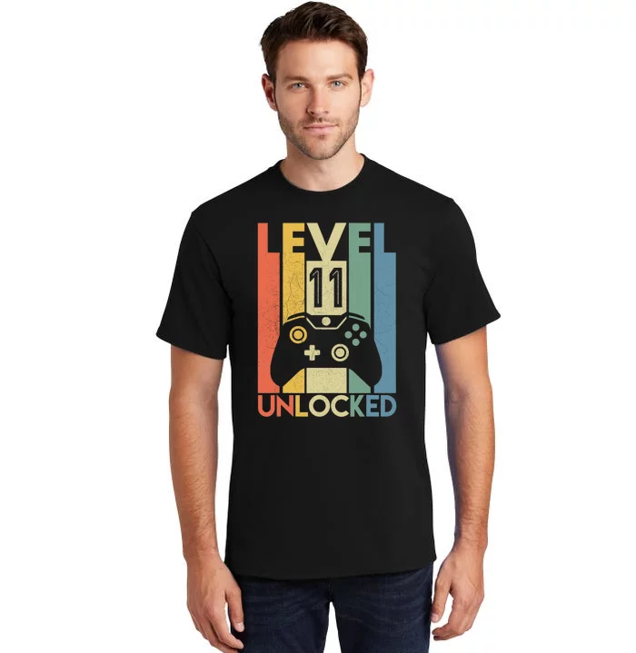 Level 11 Unlocked Funny Video Gamer 11th Birthday Gift Tall T-Shirt