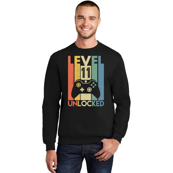 Level 11 Unlocked Funny Video Gamer 11th Birthday Gift Tall Sweatshirt