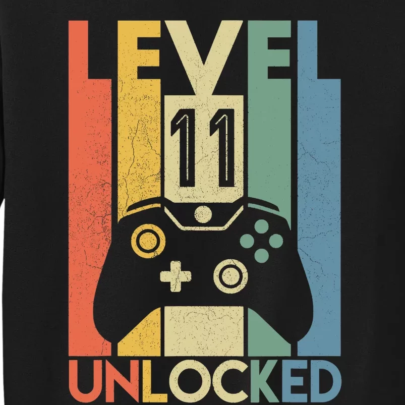 Level 11 Unlocked Funny Video Gamer 11th Birthday Gift Tall Sweatshirt