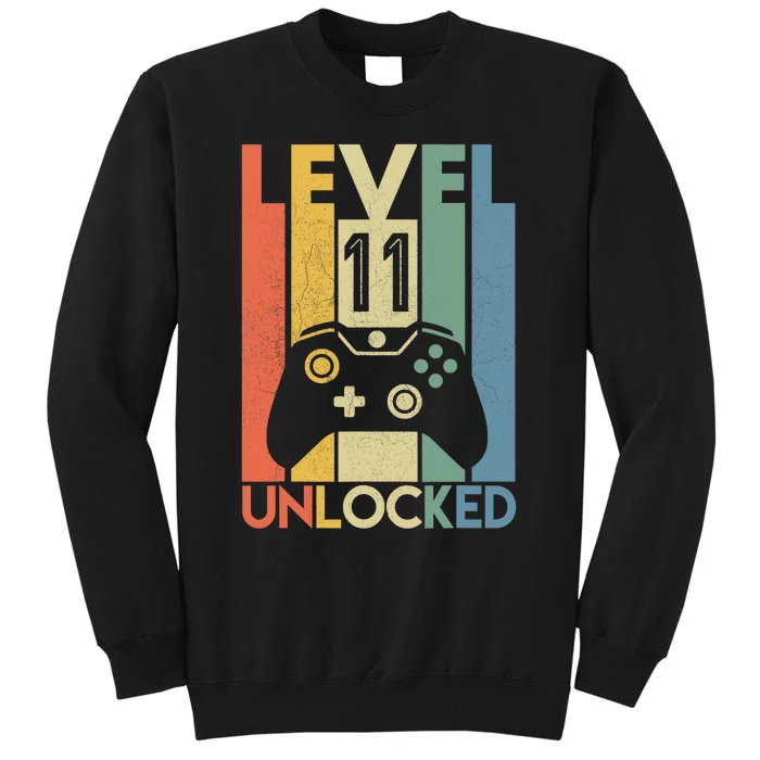 Level 11 Unlocked Funny Video Gamer 11th Birthday Gift Tall Sweatshirt