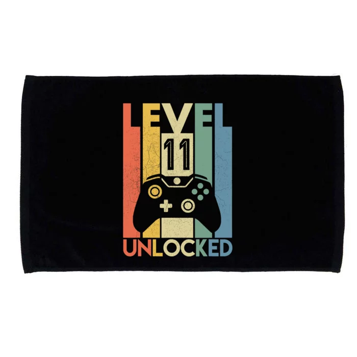 Level 11 Unlocked Funny Video Gamer 11th Birthday Gift Microfiber Hand Towel