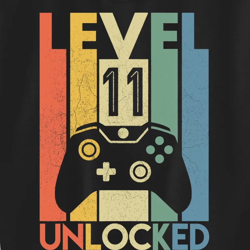 Level 11 Unlocked Funny Video Gamer 11th Birthday Gift Kids Sweatshirt