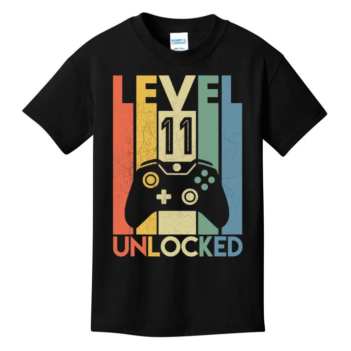 Level 11 Unlocked Funny Video Gamer 11th Birthday Gift Kids T-Shirt