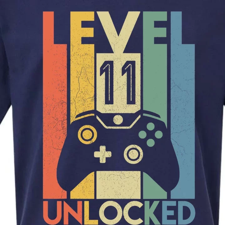 Level 11 Unlocked Funny Video Gamer 11th Birthday Gift Sueded Cloud Jersey T-Shirt