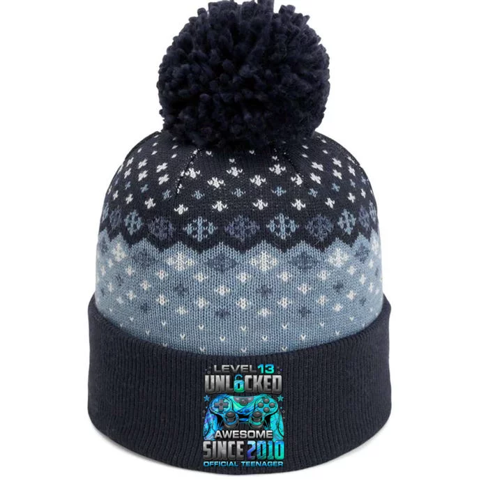 Level 13 Unlocked Awesome Since 2010 13th Birthday Gaming The Baniff Cuffed Pom Beanie