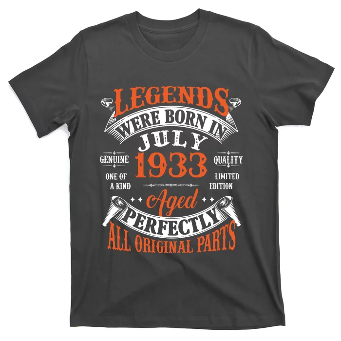 Legend 1933 Vintage 90th Birthday Born In July 1933 T-Shirt