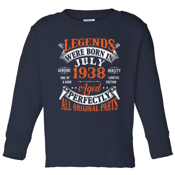 Legend 1938 Vintage 85th Birthday Born In July 1938 Toddler Long Sleeve Shirt