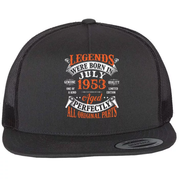 Legend 1953 Vintage 70th Birthday Born In July 1953 Flat Bill Trucker Hat