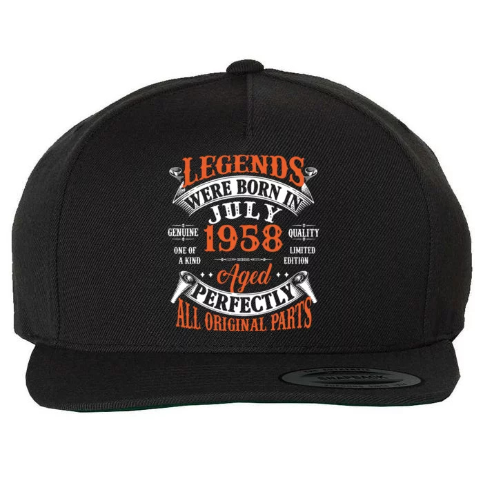 Legend 1958 Vintage 65th Birthday Born In July 1958 Wool Snapback Cap