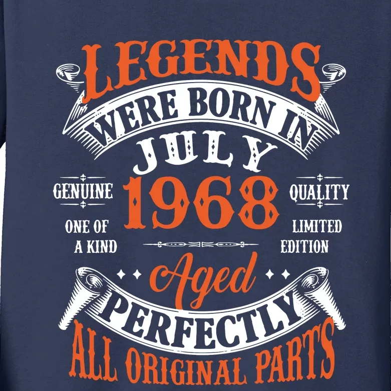 Legend 1968 Vintage 55th Birthday Born In July 1968 Kids Long Sleeve Shirt