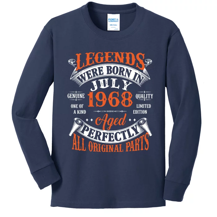 Legend 1968 Vintage 55th Birthday Born In July 1968 Kids Long Sleeve Shirt