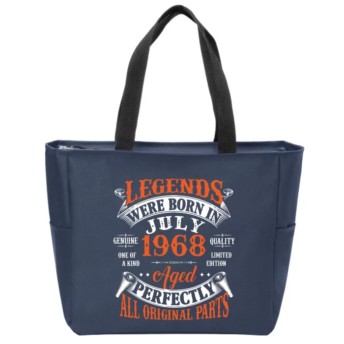 Legend 1968 Vintage 55th Birthday Born In July 1968 Zip Tote Bag