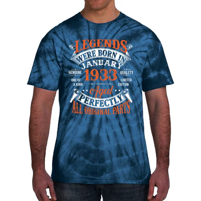 Legend 1933 Vintage 90th Birthday Born In January 1933 Tie-Dye T-Shirt