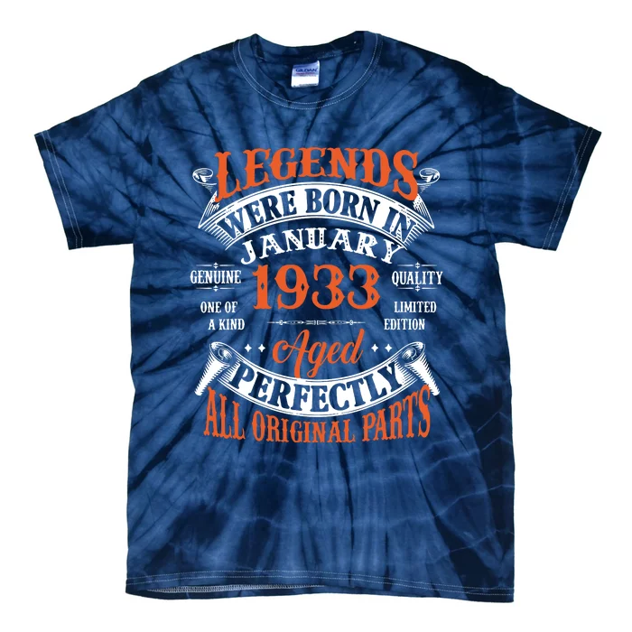 Legend 1933 Vintage 90th Birthday Born In January 1933 Tie-Dye T-Shirt