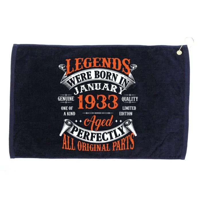 Legend 1933 Vintage 90th Birthday Born In January 1933 Grommeted Golf Towel