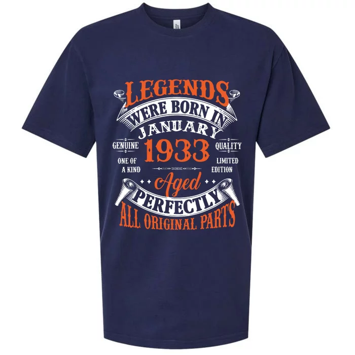 Legend 1933 Vintage 90th Birthday Born In January 1933 Sueded Cloud Jersey T-Shirt