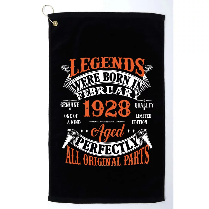 Legend 1928 Vintage 95th Birthday Born In February 1928 Platinum Collection Golf Towel