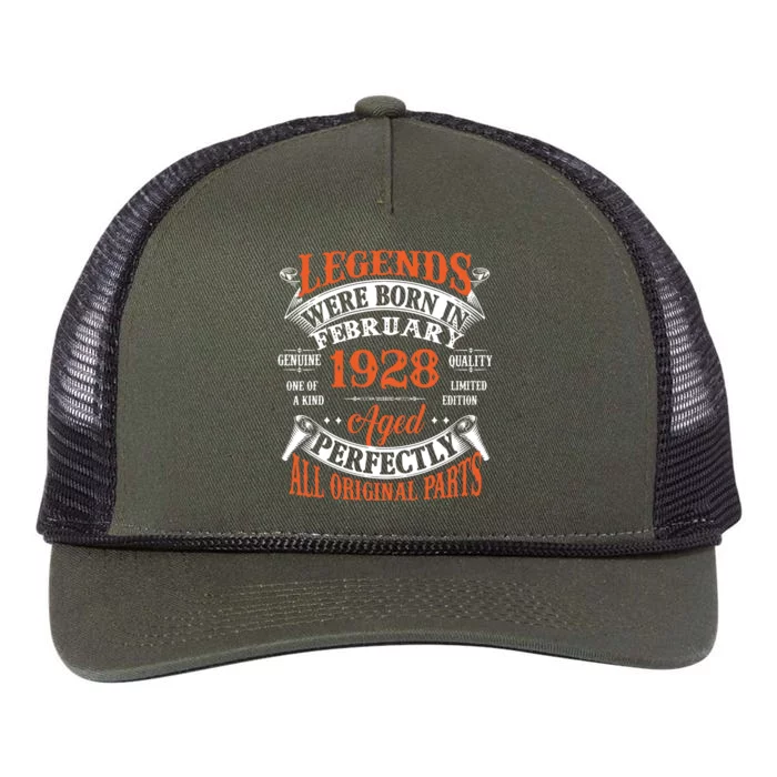 Legend 1928 Vintage 95th Birthday Born In February 1928 Retro Rope Trucker Hat Cap