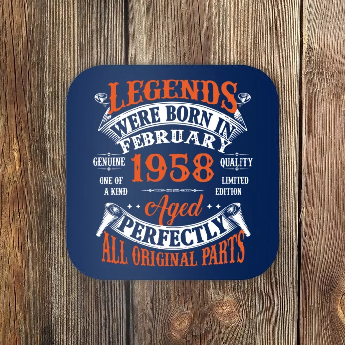 Legend 1958 Vintage 65th Birthday Born In February 1958 Coaster