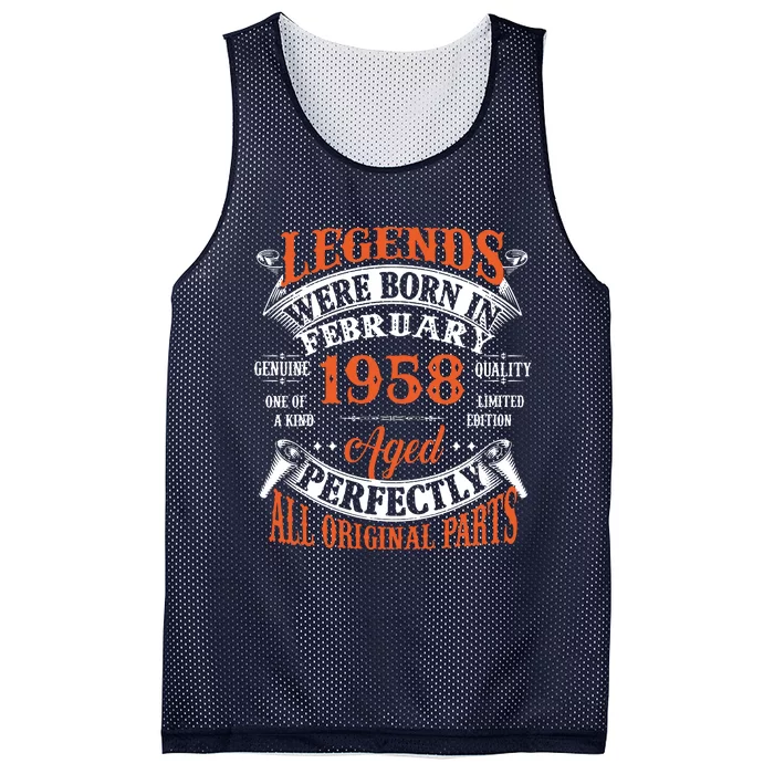 Legend 1958 Vintage 65th Birthday Born In February 1958 Mesh Reversible Basketball Jersey Tank