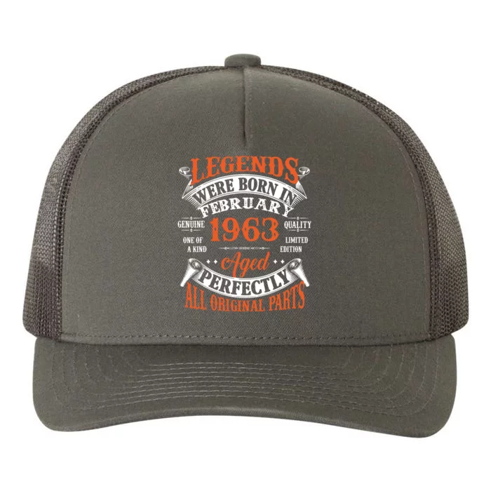 Legend 1963 Vintage 60th Birthday Born In February 1963 Yupoong Adult 5-Panel Trucker Hat