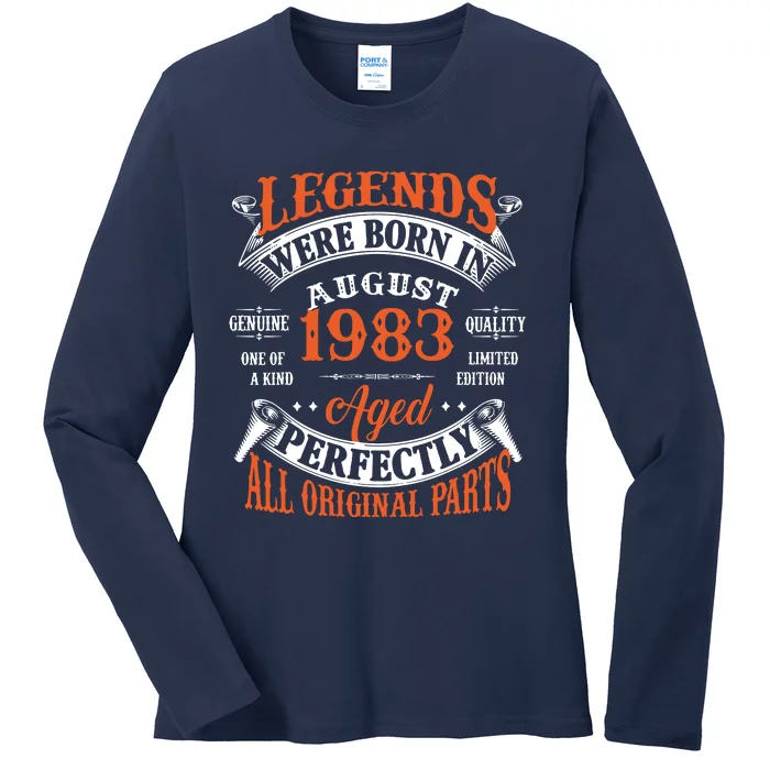 Legend 1983 Vintage 40th Birthday Born In august 1983 Ladies Long Sleeve Shirt