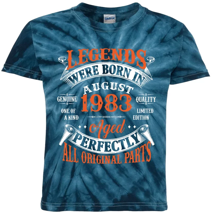 Legend 1983 Vintage 40th Birthday Born In august 1983 Kids Tie-Dye T-Shirt