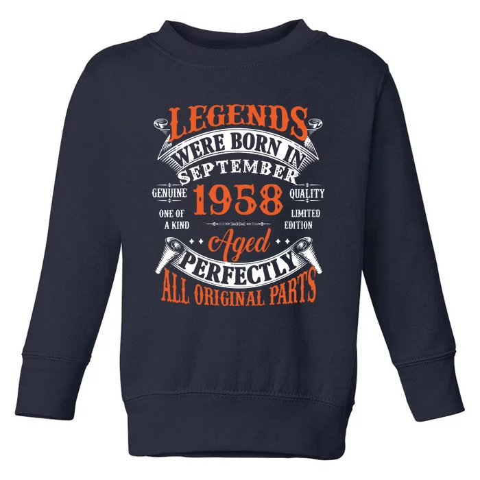 Legend 1958 Vintage 65th Birthday Born In september 1958 Toddler Sweatshirt