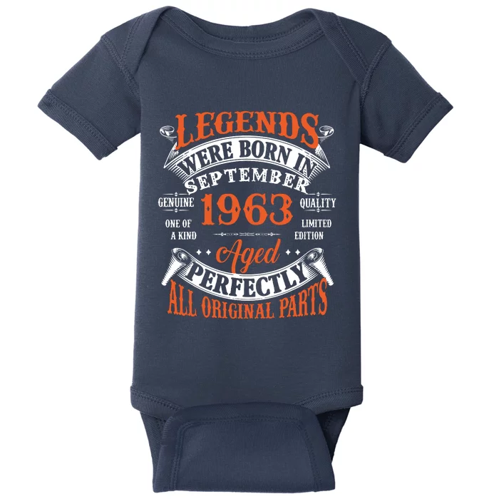 Legend 1963 Vintage 60th Birthday Born In september 1963 Baby Bodysuit