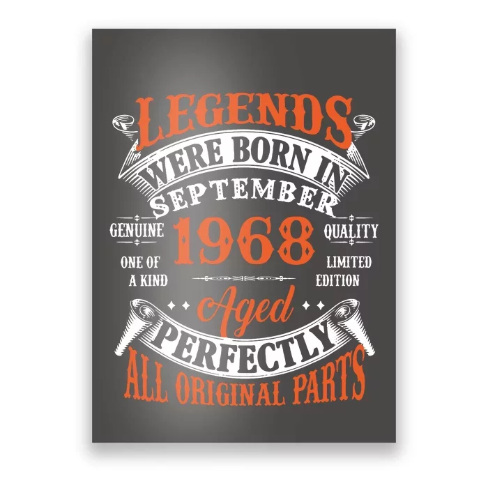 Legend 1968 Vintage 55th Birthday Born In september 1968 Poster